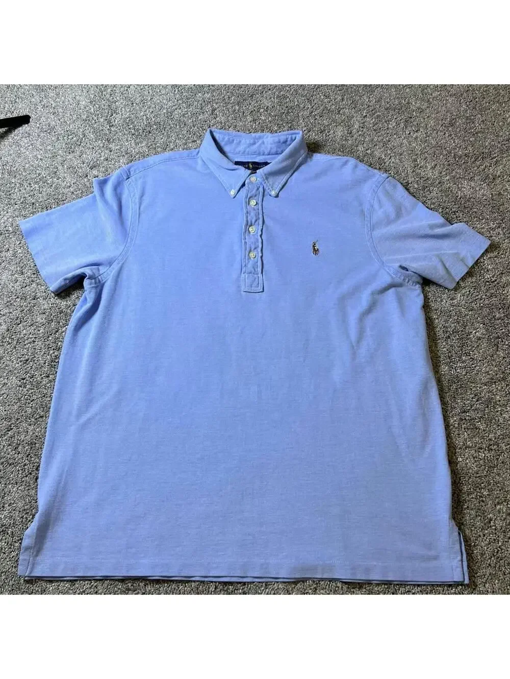 Ralph Lauren Men's Knit Oxford Light Blue Polo Shirt size XL